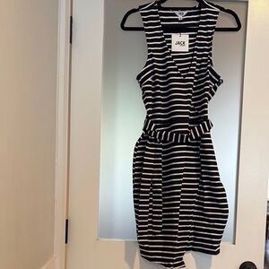 Jack by BB Dakota Yacht Party Navy and White Striped Dress Size Large